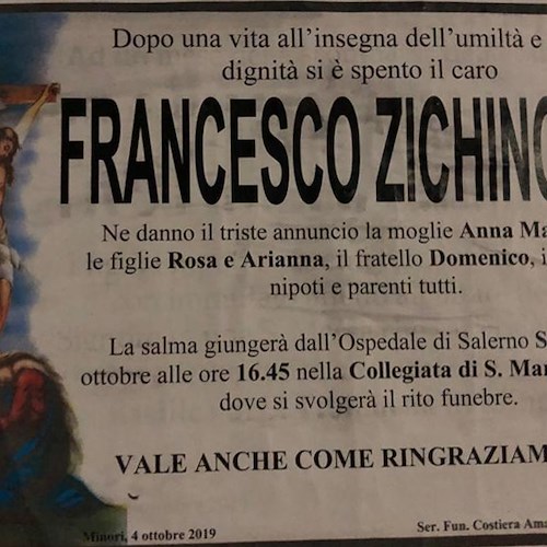 Maiori dice addio a Francesco Zichinolfi 