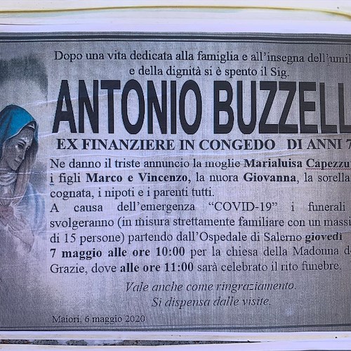 Maiori dice addio ad Antonio Buzzelli, ex finanziere in congedo