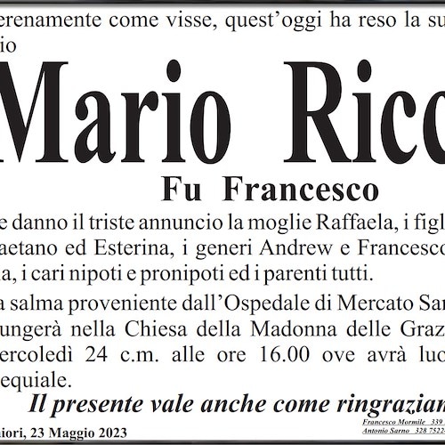 Maiori dice addio al signor Mario Riccio