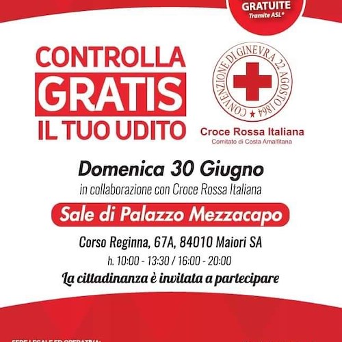 Maiori, domenica 30 giornata di prevenzione della Croce Rossa con visite gratuite 