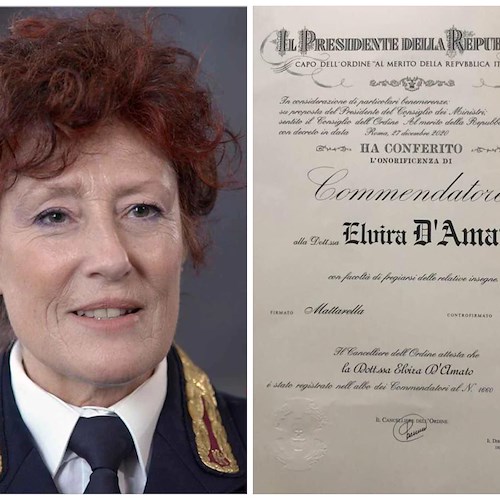 Maiori, Elvira D'Amato Commendatore dell’Ordine al Merito della Repubblica Italiana