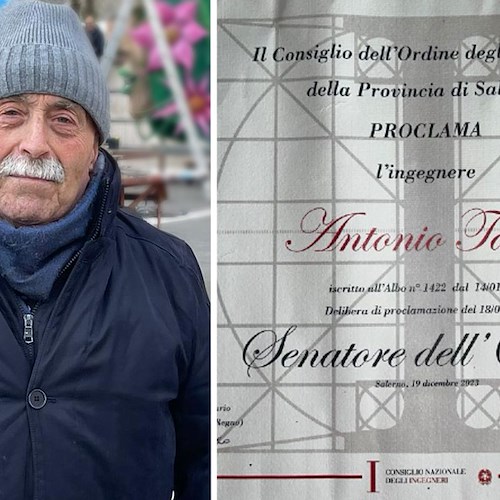 Maiori, l'ingegnere Antonio Taiani proclamato Senatore dell’Ordine della Provincia di Salerno