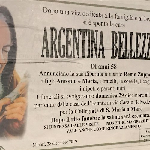 Maiori piange la prematura scomparsa di Argentina Bellezza