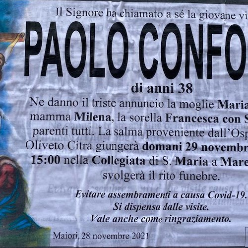 Maiori piange la prematura scomparsa di Paolo Conforti