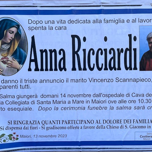 Maiori piange la scomparsa della signora Anna Ricciardi