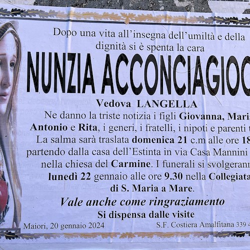 Maiori piange Nunzia Acconciagioco, vedova Langella<br />&copy;