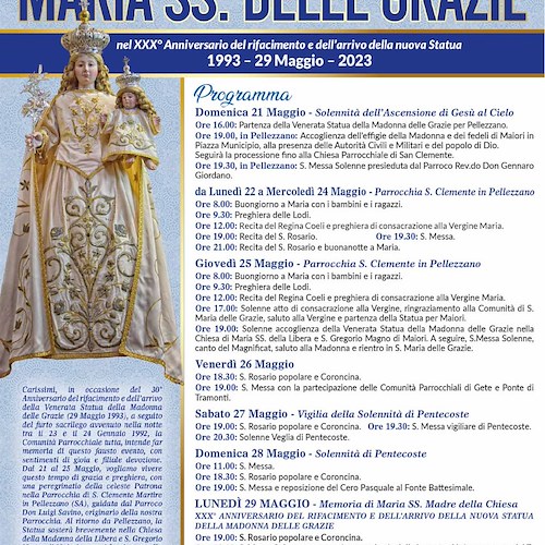Maiori ricorda il 30esimo anniversario del rifacimento della Statua della Madonna delle Grazie