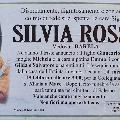 Maiori: si è spenta la storica farmacista Silvia Rossi Barela, signora d'altri tempi