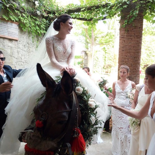 Matrimonio da favola a Ravello: la sposa americana a dorso di mulo [FOTO]