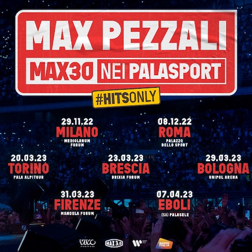 Max Pezzali arriva nei palasport: l'unica data al Sud è il 7 aprile ad Eboli, già disponibili biglietti online