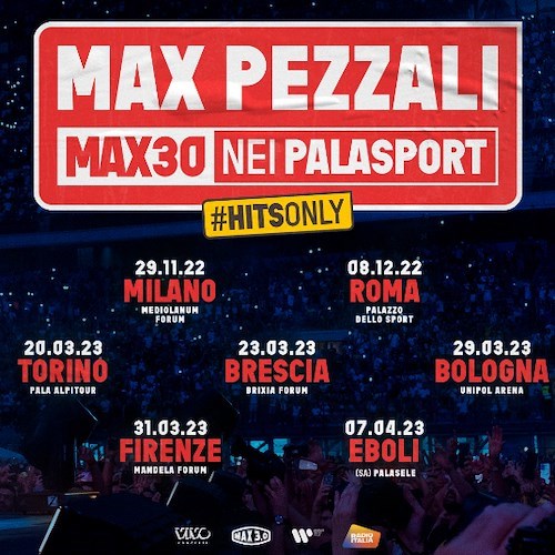 Max Pezzali arriva nei palasport: l'unica data al Sud è il 7 aprile ad Eboli, già disponibili biglietti online