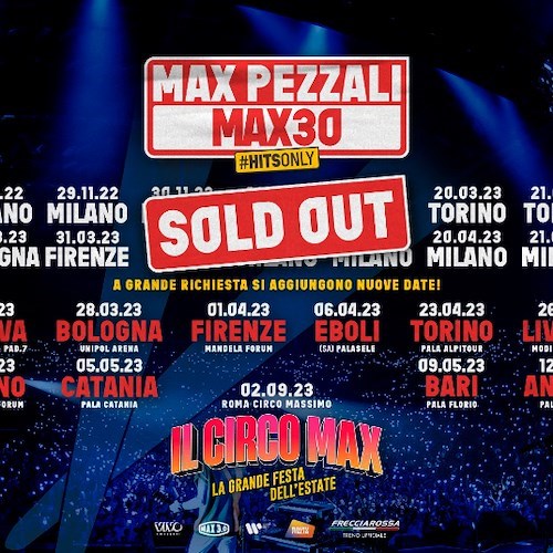 Max Pezzali raddoppia ad Eboli: sold out la prima data, al via prevendite per il 6 aprile