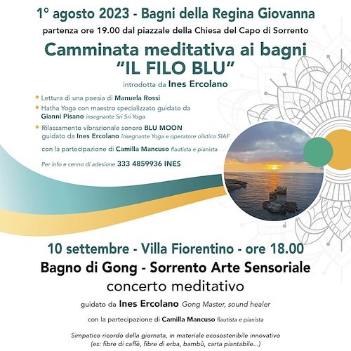 Meditazione, yoga, musica e poesia a Sorrento con la camminata mediatica "Il Filo Blu"