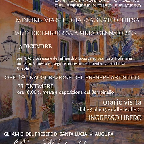 Minori, 13 dicembre si inaugura il tradizionale Presepe in tufo e sughero di Santa Lucia