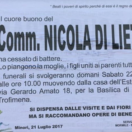 Minori: addio a Nicola Di Lieto, padre dell'hotel Bristol e del progresso 