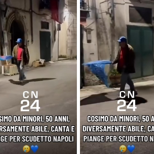 Minori, Cosimino festeggia e si commuove per lo scudetto del Napoli. Il video emoziona il web 