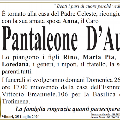 Minori dice addio allo chef Pantaleone D'Auria: a lui si deve la "riscoperta" degli 'ndunderi