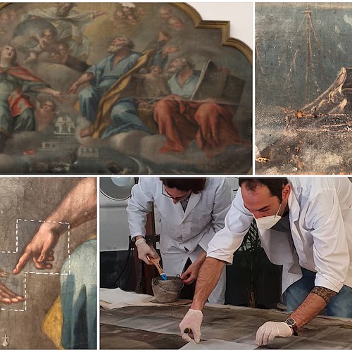 Minori, il quadro di Santa Trofimena torna all’antico splendore: 1° luglio presentazione del restauro