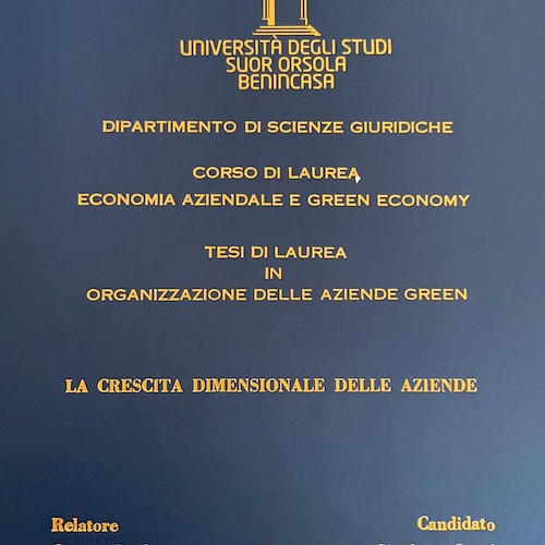 Minori, per Gianluca Guzzi laurea in Economia aziendale e Green Economy