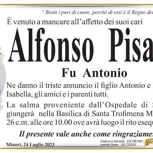 Minori piange la scomparsa di Alfonso Pisani