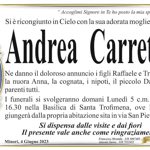 Minori porge l'ultimo saluto ad Andrea Carretta