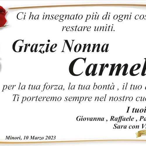 Minori, si è spenta a 96 anni la signora Carmela Fortezza, vedova Staibano