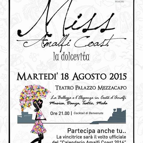 'Miss Amalfi Coast', 18 agosto concorso di bellezza a Maiori
