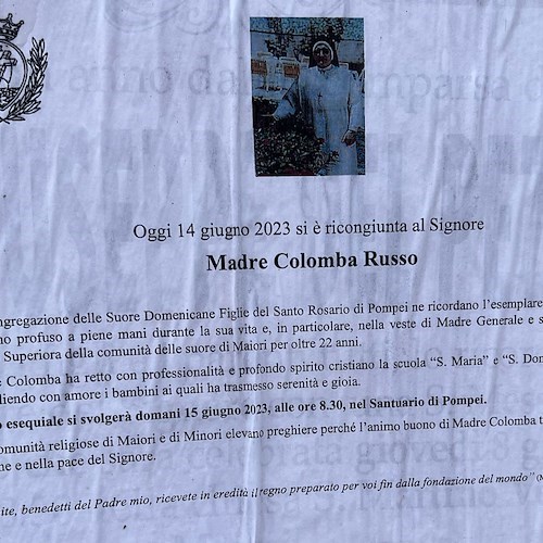 Morte Madre Colomba, il cordoglio della Congregazione delle Suore Domenicane Figlie del Santo Rosario