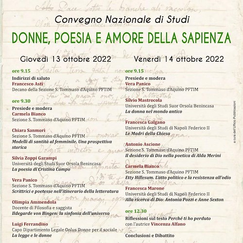 Napoli. A Capodimonte un convegno nazionale su Donne, poesia e teologia