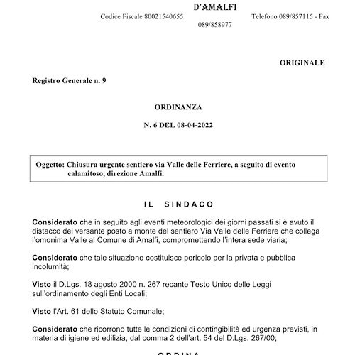 Nessuno è stato travolto dalla frana, Sindaco Scala chiede a Regione e Genio Civile lavori di somma urgenza