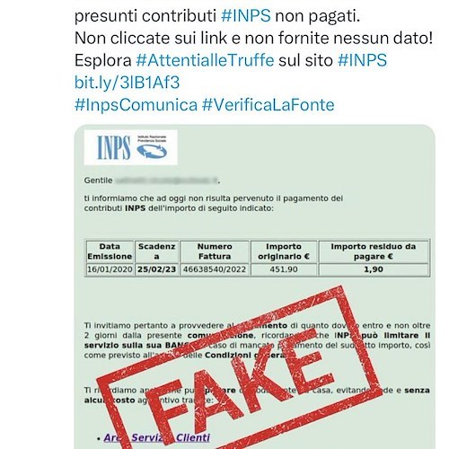 Nuovo tentativo di phishing da truffatori che si spacciano per l’INPS: attenzione alle mail con link svuota conto 