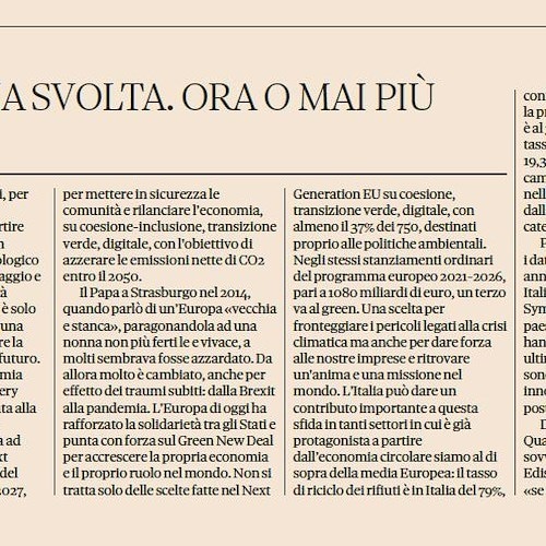 Padre Enzo Fortunato su Sole 24 Ore: «La sfida per un'economia sostenibile»