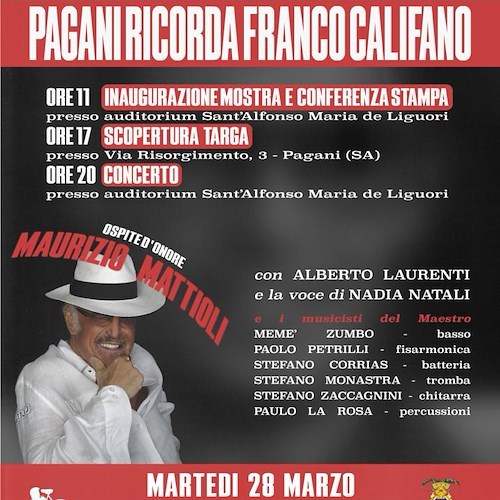 Pagani ricorda Franco Califano, martedì 28 marzo giornata memorial per il grande artista
