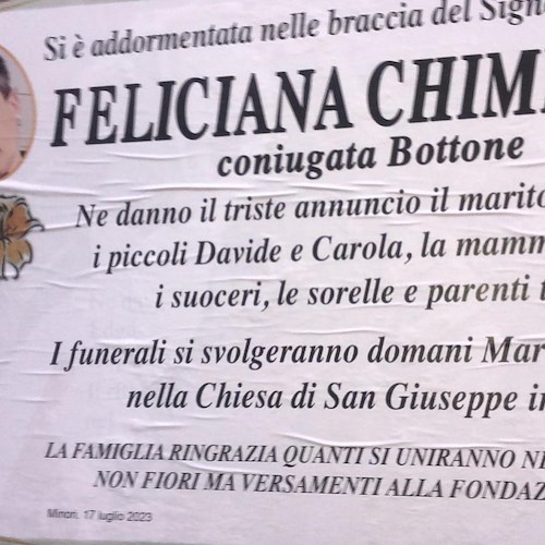 Partorisce e scopre di avere un tumore, anche Minori piange Feliciana Chimenti