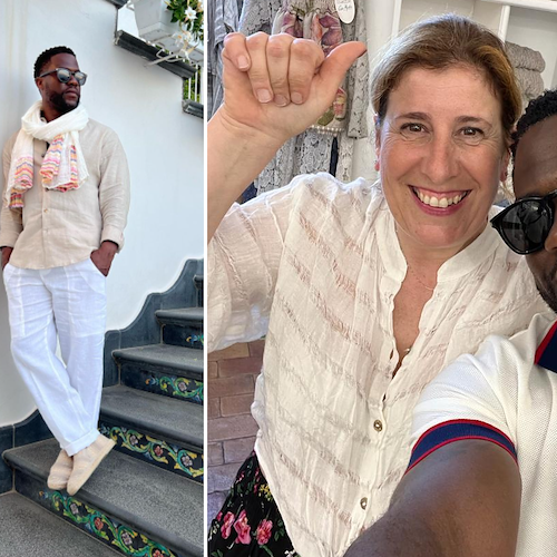 Per Kevin Hart vacanza in Costa d'Amalfi, l’attore acquista Moda Positano e impara l'italiano: «Amo tutto di questo posto!»