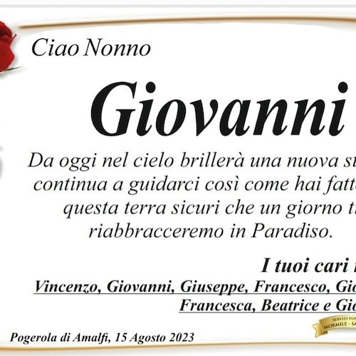 Pogerola piange la morte di Giovanni Cuomo, già Luogotenente della Polizia Municipale di Amalfi 