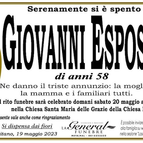 Positano: si è spento a 58 anni Giovanni Esposito, capo del Nucleo di Protezione Civile