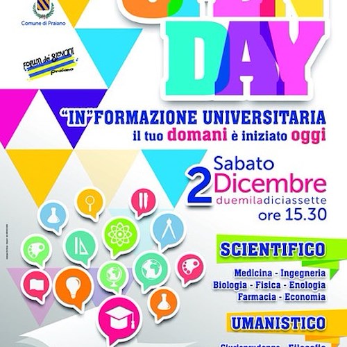 Praiano: 2 dicembre Forum dei Giovani organizza open day per l'orientamento universitario