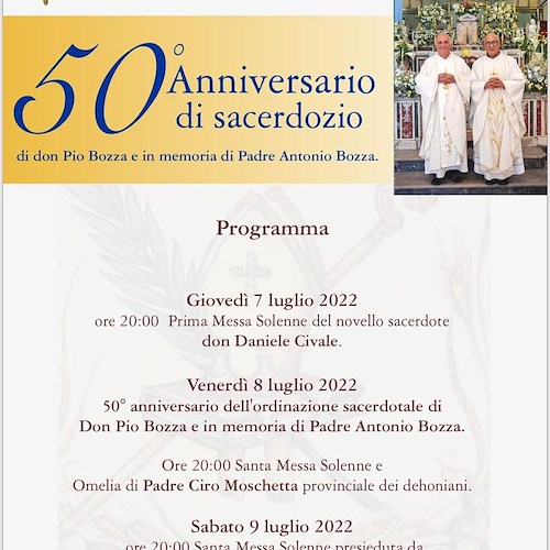 Praiano in festa per il 50esimo anniversario di sacerdozio di Don Pio Bozza /PROGRAMMA
