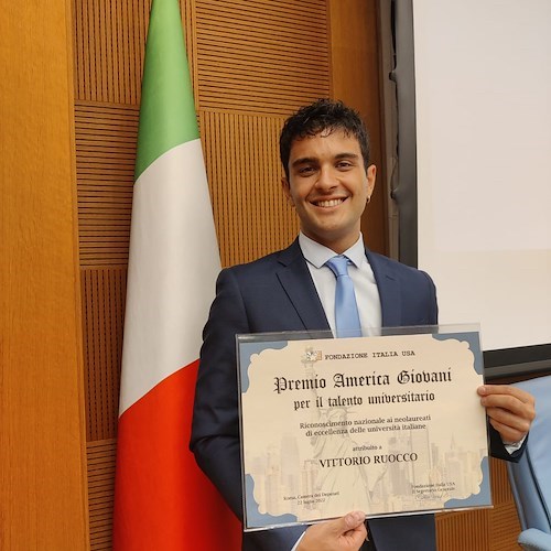 Premio America Giovani, c'è anche il minorese Vittorio Ruocco tra i migliori laureati d'Italia