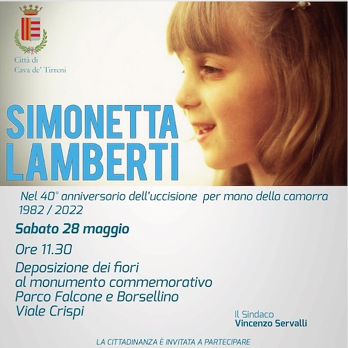 Quarant’anni fa la camorra uccise Simonetta Lamberti: Cava de’ Tirreni la ricorda sabato 28 maggio