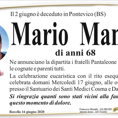 Ravello, 17 giugno l’ultimo saluto a Mario Mansi deceduto a Brescia