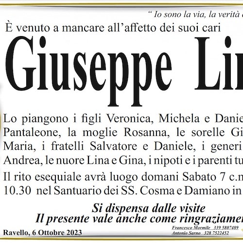 Ravello, morte Giuseppe Lima