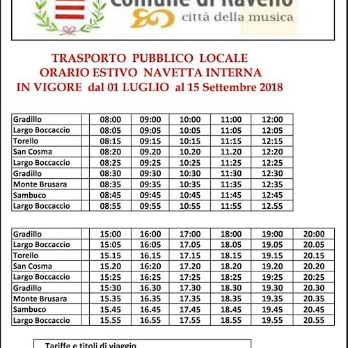 Ravello, da 1° luglio nuove corse estive del servizio di trasporto pubblico interno [ORARI]