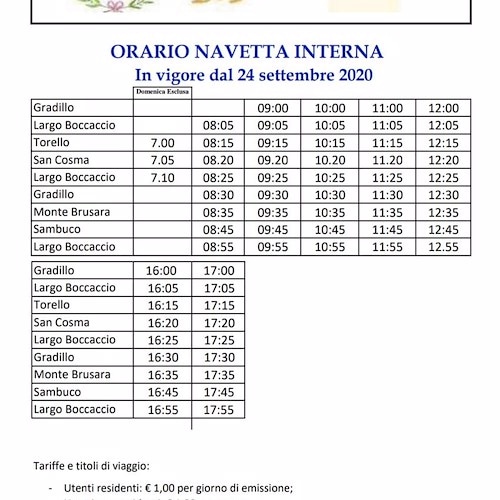Ravello, dal 24 settembre attivo il servizio navetta urbano invernale [ORARI]