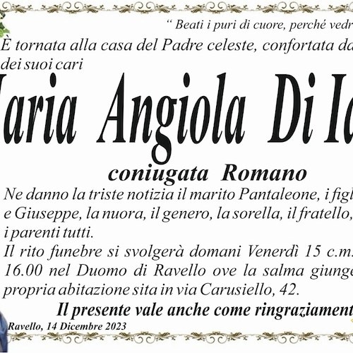 Necrologio Maria Angiola Di lasio
