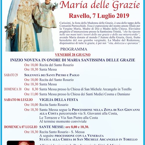 Ravello festeggia la Madonna delle Grazie a San Pietro alla Costa