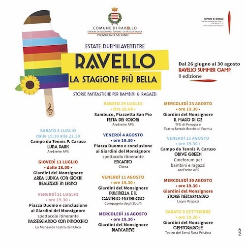 "Ravello la stagione più bella", 8 luglio al via la rassegna dedicata a bambini e ragazzi 