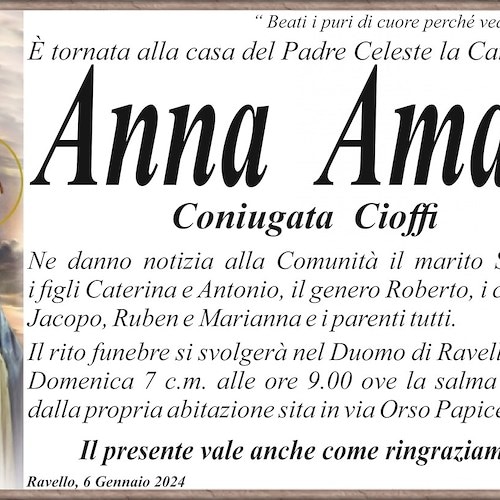 Ravello piange la morte della signora Anna Amato