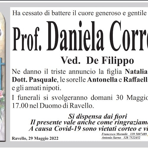 Ravello piange la prematura scomparsa della Professoressa Daniela Correale